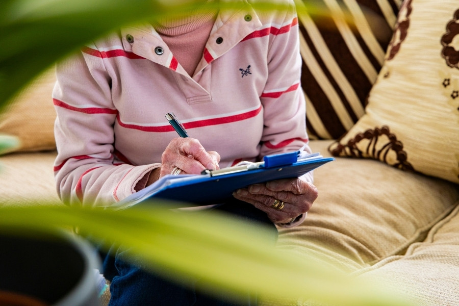 Maureen, our Befriender Coordinator, completing a Client Risk Assessment