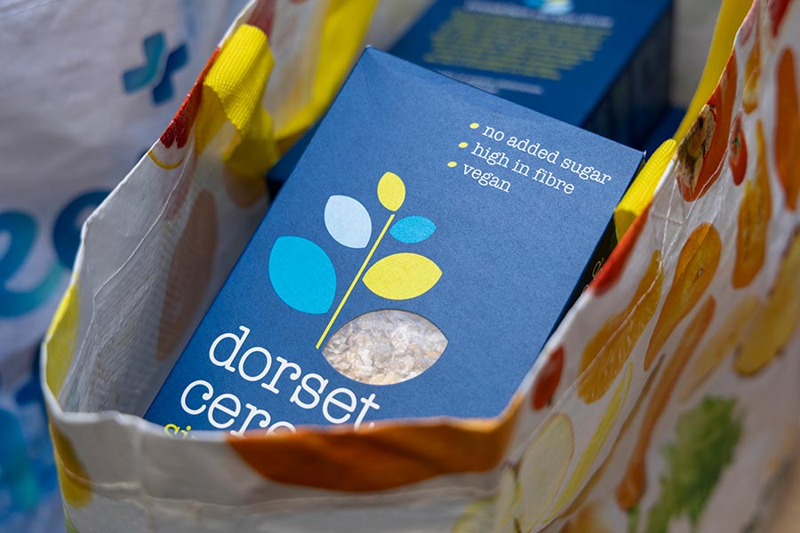 A bag of food donations